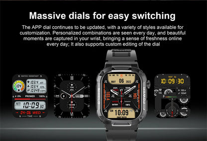 2025 New For Xiaomi Military Smart Watch Men Waterproof Outdoor Sports Fitness Tracker Health Monitor 2.10" BT Call Smartwatch