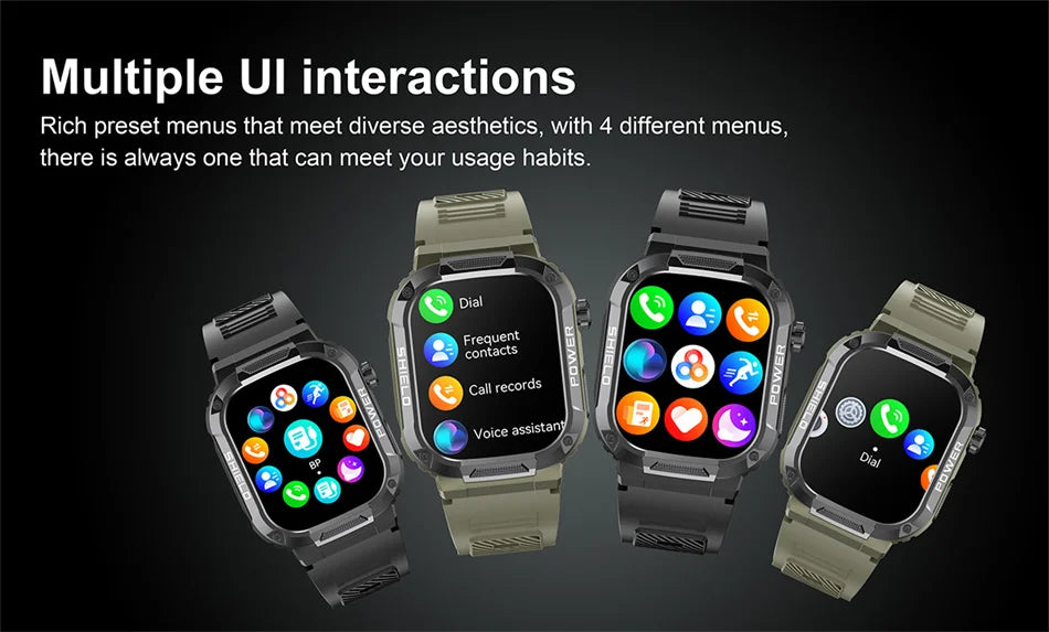 2025 New For Xiaomi Military Smart Watch Men Waterproof Outdoor Sports Fitness Tracker Health Monitor 2.10" BT Call Smartwatch